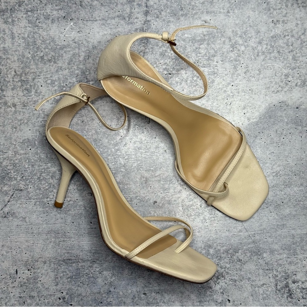 Reformation Cream Strappy Sandals